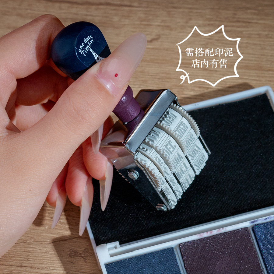 Rubber Date Stamp - 1 pz retro rullo di legno